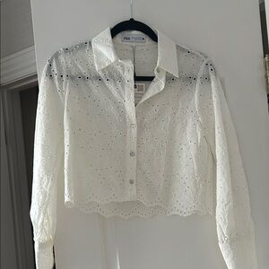 Zara Cream Eyelet Blouse